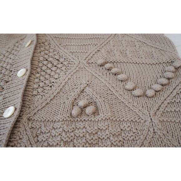 VTG 90s JAEGER Women Hand Knit Bobble Chunky Cardigan L Whimisgoth Fairy Grunge - Picture 8 of 16